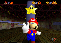 Mario successfully collecting a Power Star.