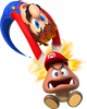 Artwork of Mario capturing a Goomba, from Super Mario Odyssey
