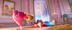 Peach flipping over Mario