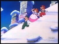 A screenshot from The Super Mario Bros. Super Show! episode "The Bird! The Bird!" airing on MeTV Toons