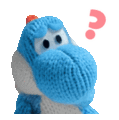 Light Blue Yoshi looking confused.